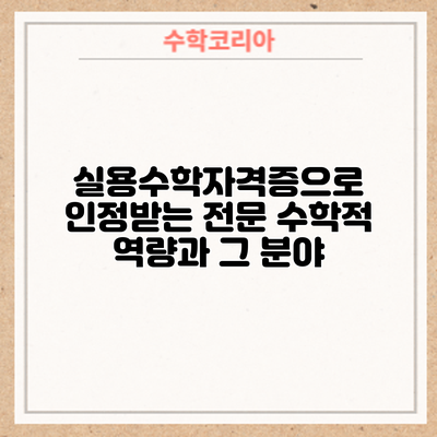 실용수학자격증으로 인정받는 전문 수학적 역량과 그 분야