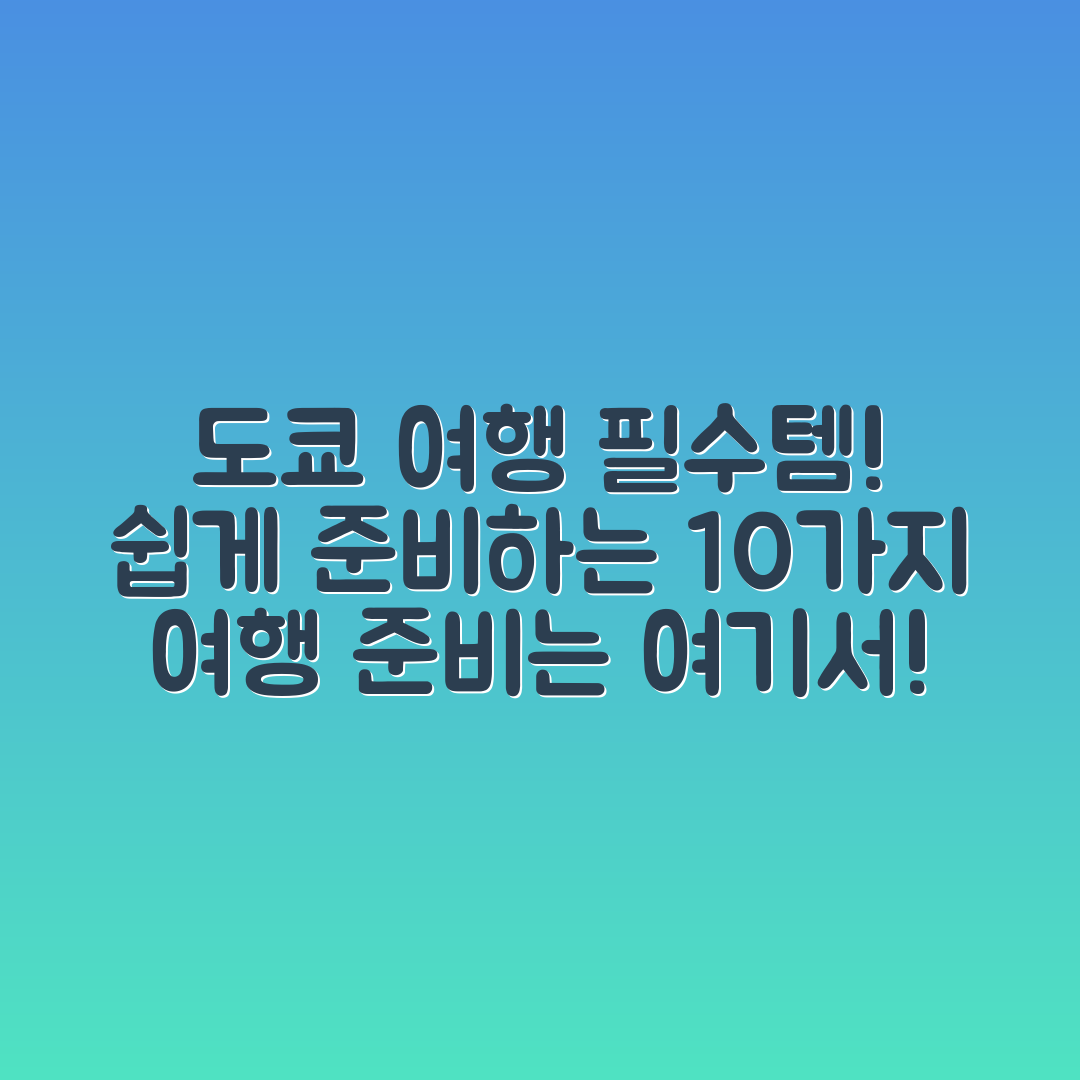 누구나 쉽게 준비하는 도쿄 여행 필수 아이템 10가지